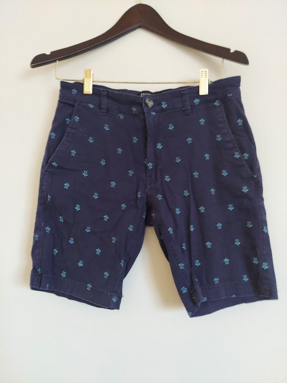 Navy Blue Turtle Print Chino Shorts Men's Casual Preppy Beach Summer Vacation